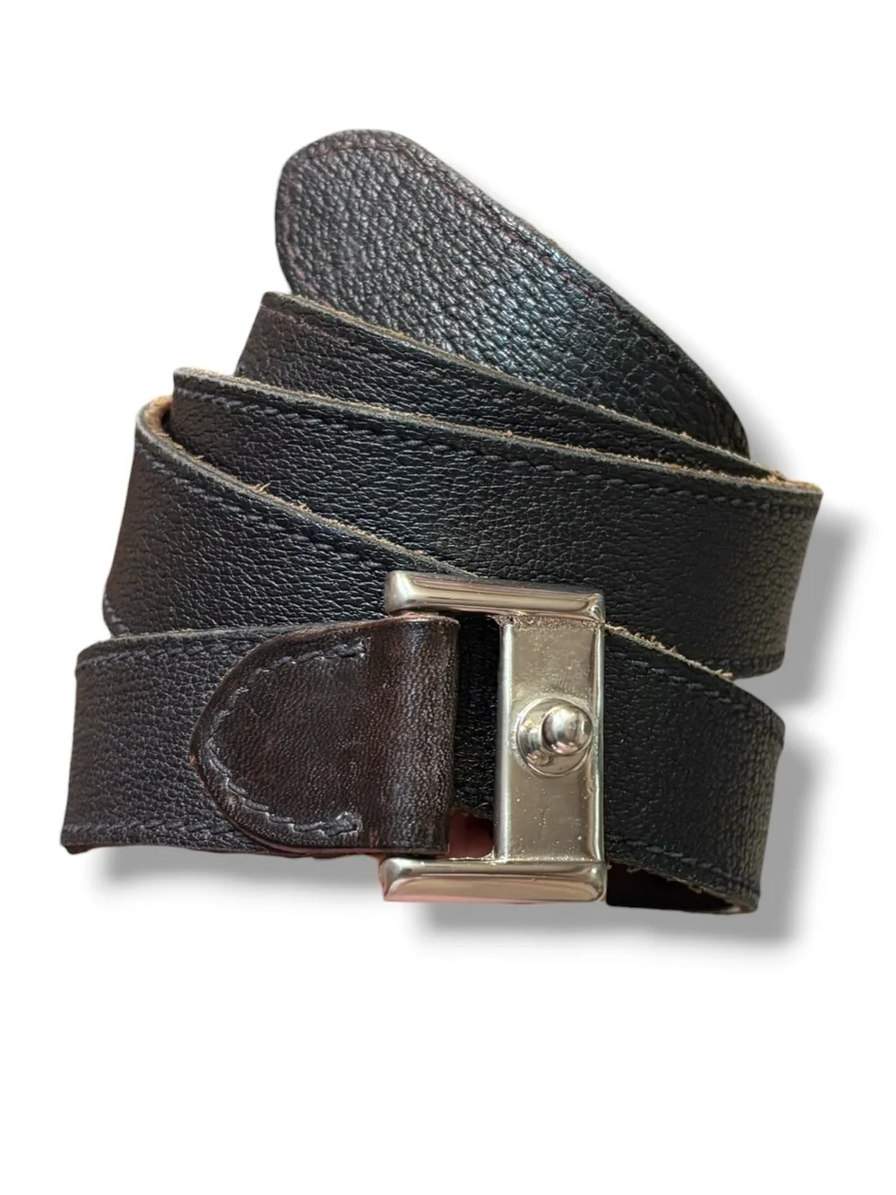 GIANNI VERSACE Dark Brown Minimalist Stud Belt Size 40 VINTAGE 90s